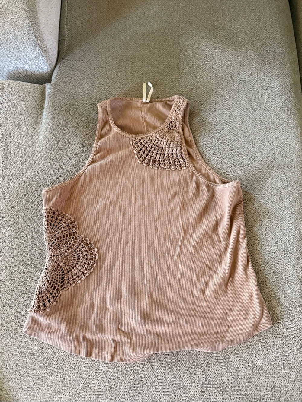 Anthropologie Beige Crochet-Accent Tank Top - Picture 2 of 4